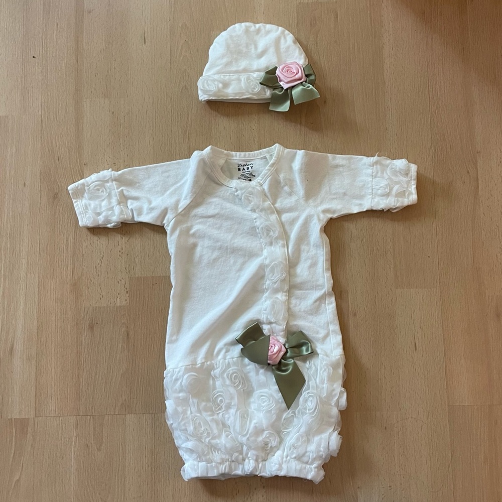 White Baby Gown & Hat